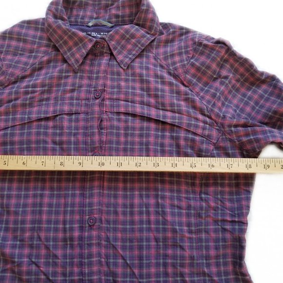 Columbia purple plaid button up pockets top medium - Picture 4 of 12